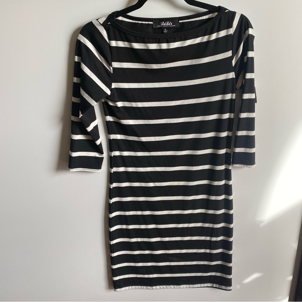 Lulu's Black and White Striped Long Sleeve Dress